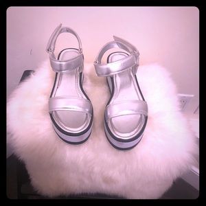 Silver Aldo Platform Sandals